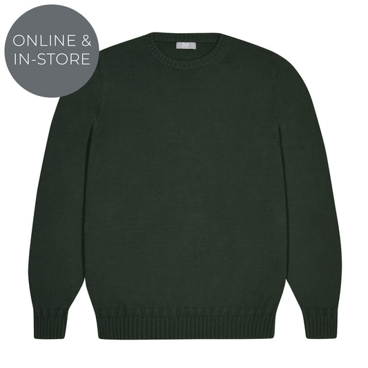 Hayle Cotton Relaxed Knit Crew Neck Jumper in Charleston Green