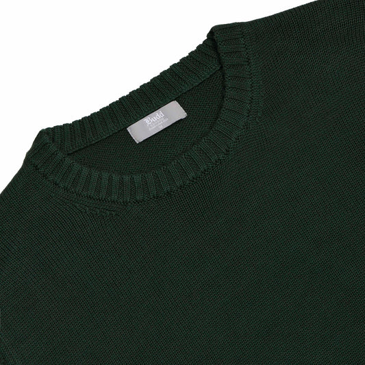 Hayle Cotton Relaxed Knit Crew Neck Jumper in Charleston Green