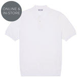 White polo shirt on a white background with 'Online & In-Store' label.