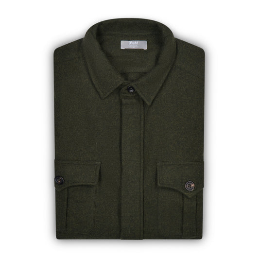 English Wool Flannel Safari Jacket in Loden Green