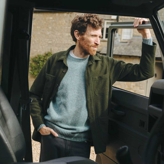 English Wool Flannel Chore Jacket in Loden Green