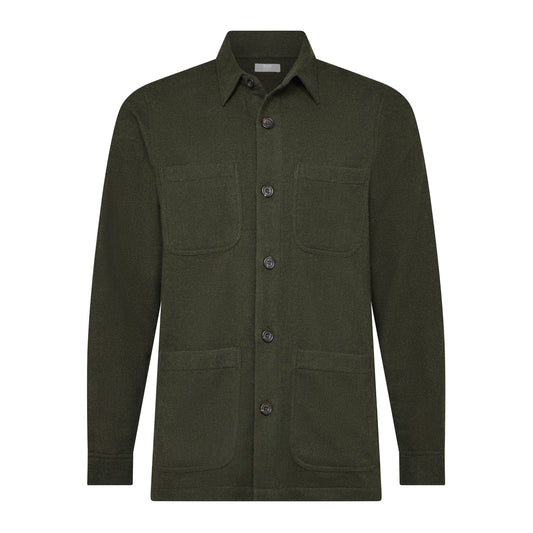 English Wool Flannel Chore Jacket in Loden Green