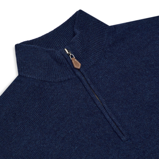 Kinloss Lambswool Quarter Zip Jumper in Cobalt Blue