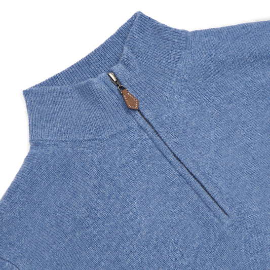 Kinloss Lambswool Quarter Zip Jumper in Heather Blue