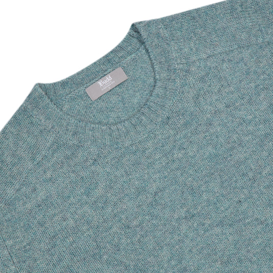 Hillswick Brushed Shetland Crew Neck Jumper in Lovat Green