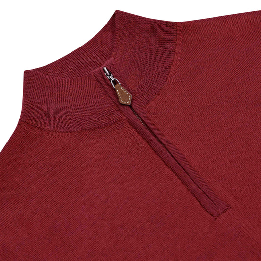 Leven Fine Merino Quarter Zip Gilet in Scarlet
