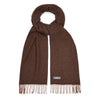 Donegal Herringbone Wool and Silk Scarf in Tawny Brown