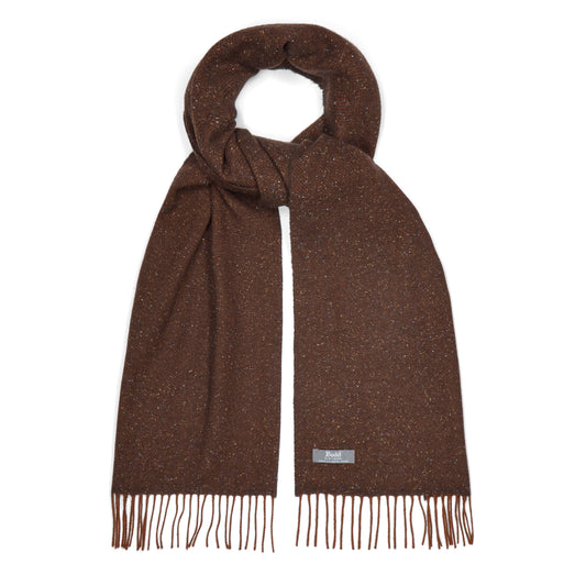 Donegal Herringbone Wool and Silk Scarf in Tawny Brown