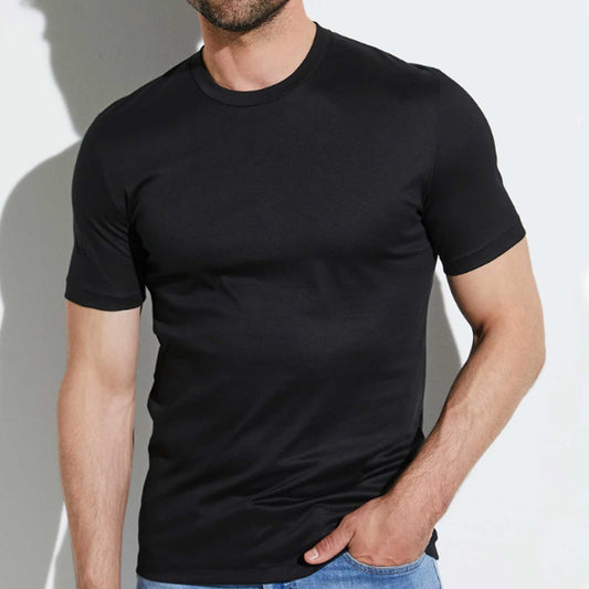Zimmerli Sea Island Cotton Crew Neck T-Shirt in Black