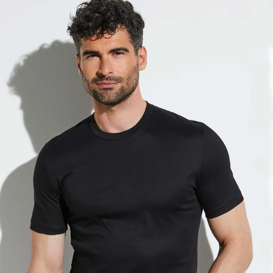 Zimmerli Sea Island Cotton Crew Neck T-Shirt in Black