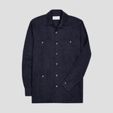 Signature Guayabera Shirt in Navy on grey background