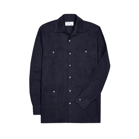 Signature Guayabera Shirt in Navy