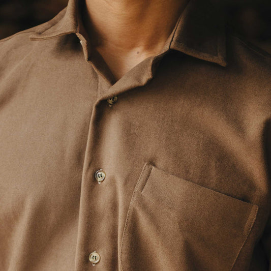 Casual Fit Moleskin Overshirt in Brown