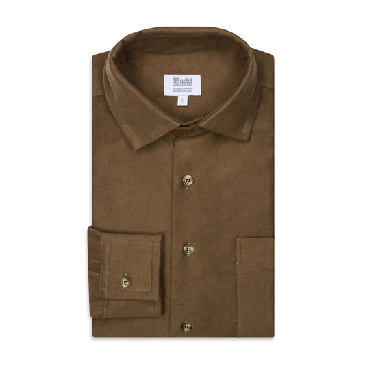 Casual Fit Moleskin Overshirt in Brown