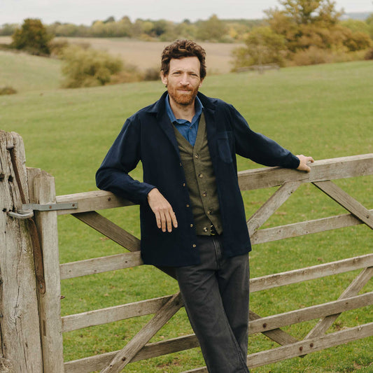 Casual Fit Moleskin Overshirt in Navy