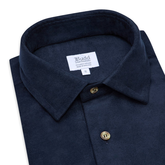 Casual Fit Moleskin Overshirt in Navy