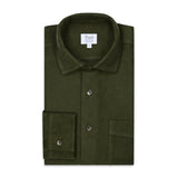 Casual Fit Moleskin Overshirt in Olive Green