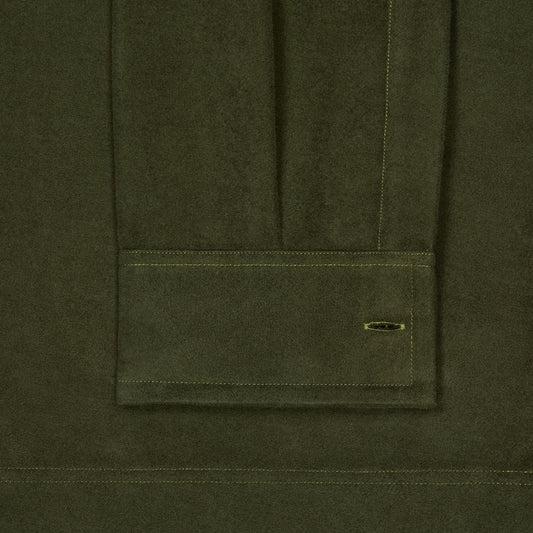 Casual Fit Moleskin Overshirt in Olive Green