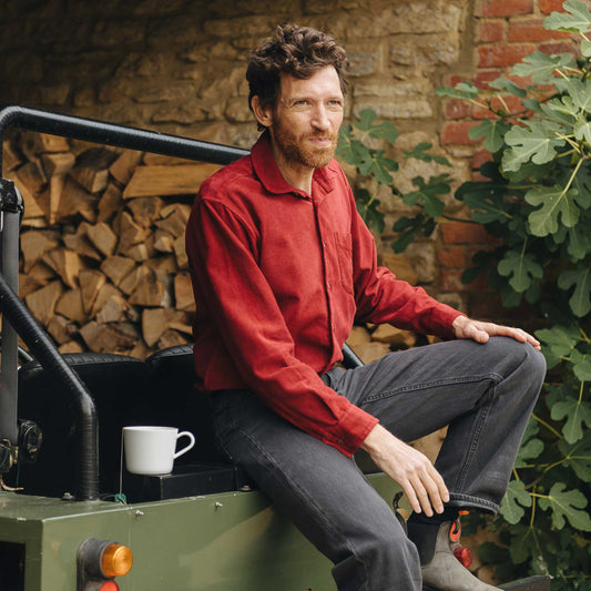 Casual Fit Moleskin Overshirt in Wine