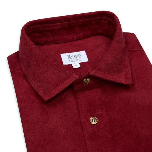 Casual Fit Moleskin Overshirt in Wine