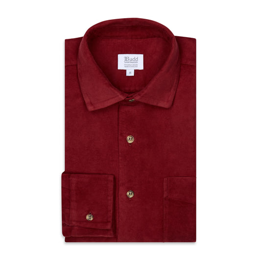 Casual Fit Moleskin Overshirt in Wine