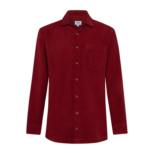 Casual Fit Moleskin Overshirt in Wine