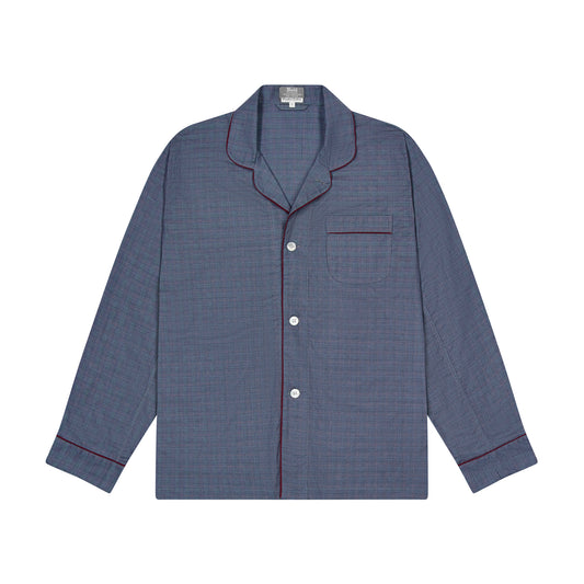 Swiss Brushed Cotton Glencheck Pyjamas in Blue and Wine