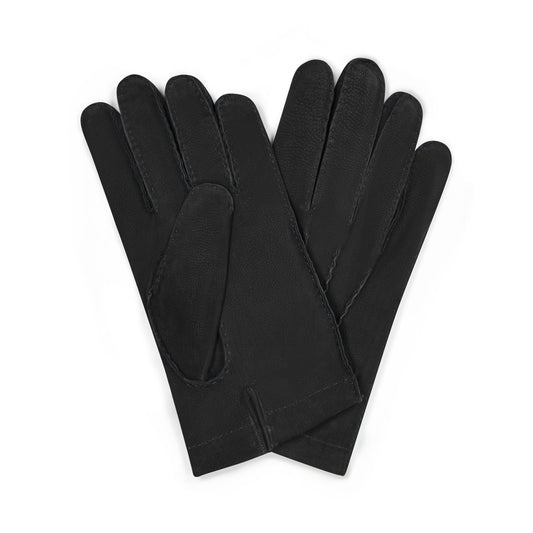 Nubuck Leather Cashmere Lined Gloves in Black