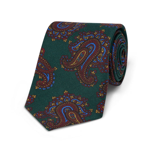 Paisley Medallion Fine Wool Tie in Green