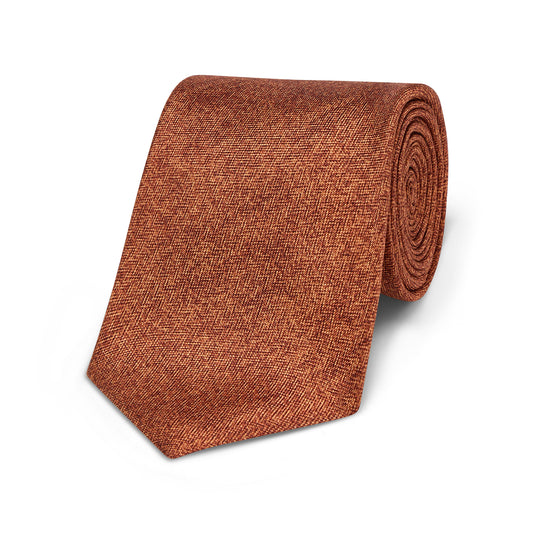 Panama Silk Herringbone Tie in Rust Orange