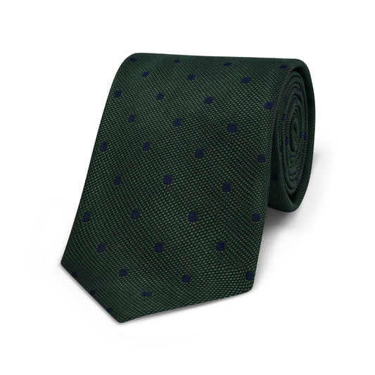 Polka Dot Woven Silk Tie in Green