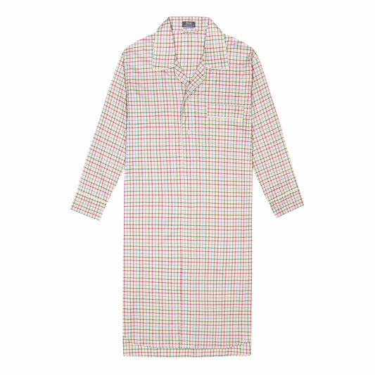 Multi Check Brushed Cotton Nightshirt in Green and Pink