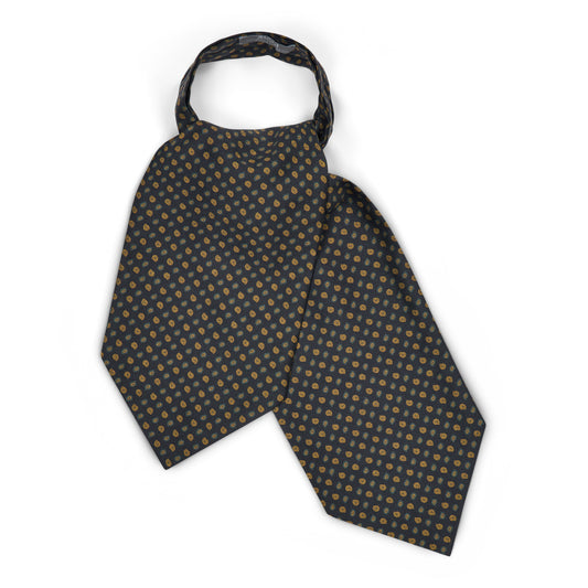 Miniature Pine Motif Silk Twill Cravat in Navy