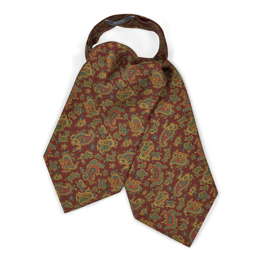 Paisley Reverie Silk Twill Cravat in Wine