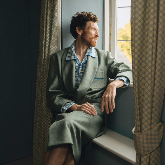 Heritage Tweed Dressing Gown in Green | Budd London Budd Shirtmakers Ltd Heritage Tweed Dressing Gown in Green | Budd London Budd Shirtmakers Ltd
