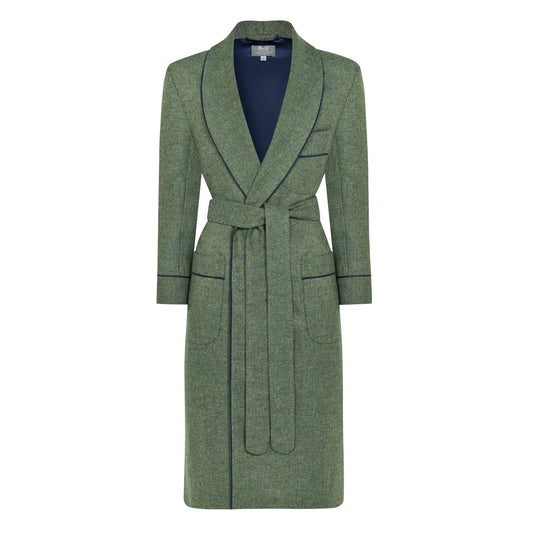 Heritage Tweed Silk Lined Dressing Gown in Cheviot Green