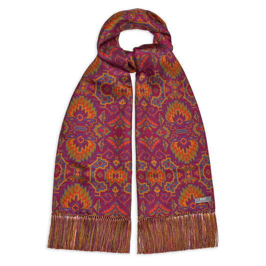 Andean Mosaic 36oz Silk Scarf in Burgundy