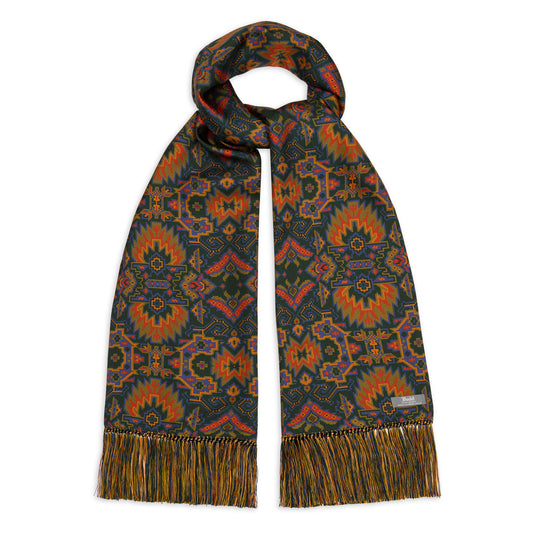 Andean Mosaic 36oz Silk Scarf in Green