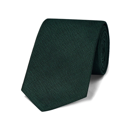 Plain Silk Hopsack Tie in Green