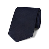 Plain Silk Hopsack Tie in Navy