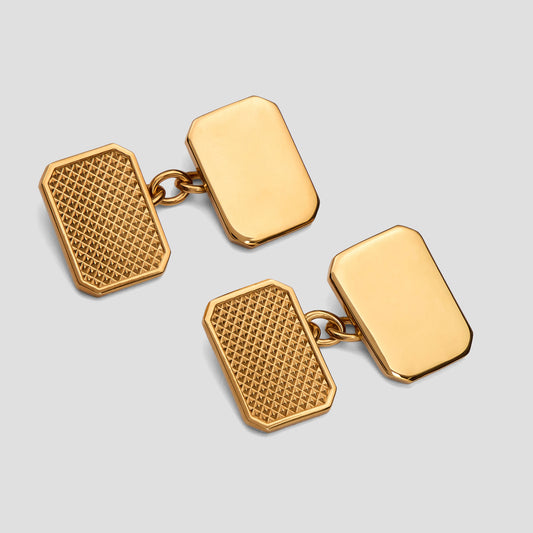 Sterling Silver Gilt Pyramid Relief Cufflinks in Gold