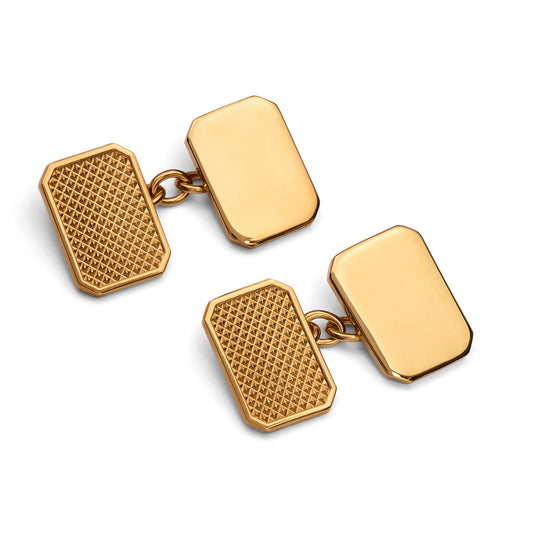 Sterling Silver Gilt Pyramid Relief Cufflinks in Gold