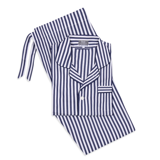 Sea Island Quality Wide Bengal Stripe Pyjamas in Navy