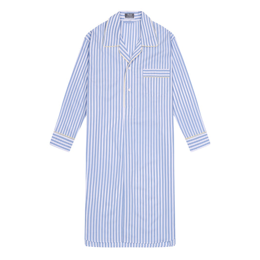 Sea Island Quality Wide Candy Stripe Nightshirt in Sky Blue Budd Shirtmakers Ltd Sea Island Quality Wide Candy Stripe Nightshirt in Sky Blue Budd Shirtmakers Ltd
