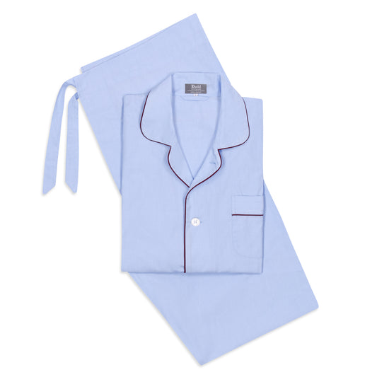 End on End Cotton Poplin Pyjamas in Sky Blue