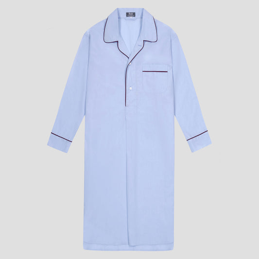 End on End Cotton Poplin Nightshirt in Sky Blue
