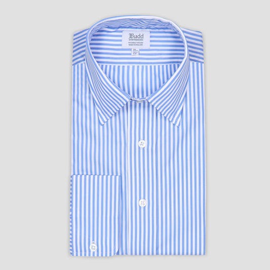 Bengal Stripe Poplin Classic Fit Button Cuff Shirt in Blue