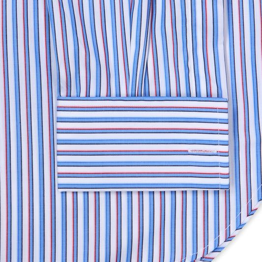 Fancy Stripe Poplin Classic Fit Double Cuff Shirt in Blue and Red