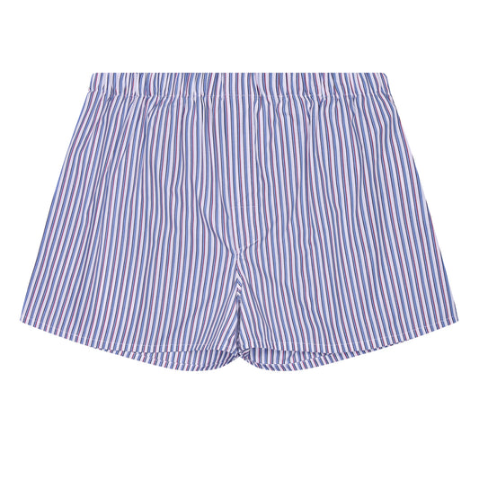 Fancy Stripe Poplin Chairman Boxer Shorts in Blue and Red