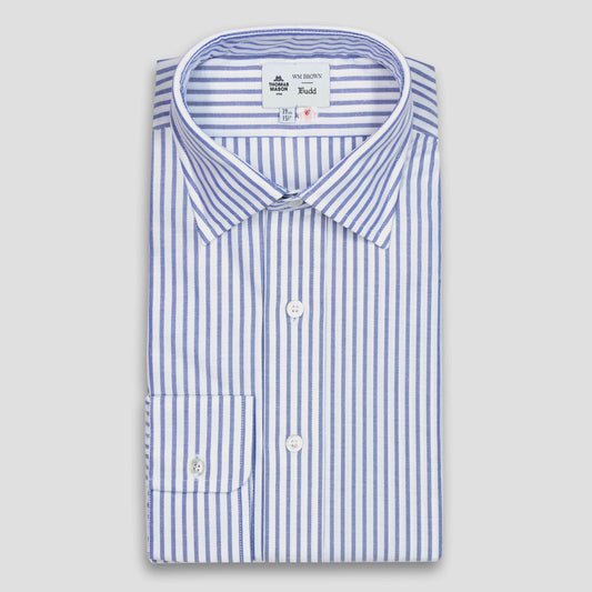 WM Brown Oxford Stripe Classic Fit Shirt in Gio Blue